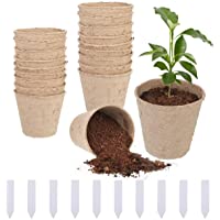 Litthing 20 Pcs Macetas Biodegradables para Flores Planta Semilleros Pote con Etiquetas Macetas de Turba para Plántulas…